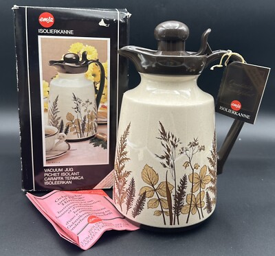 Vintage EMSA Isolier Star West Germany Insulated Jug Carafe Pitcher Leaves Leaf