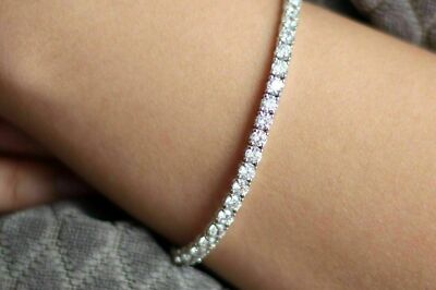 5Ct Round Cut Simulated Diamond Tennis Bracelet 14k White Gold Finish 3mm 7.5''