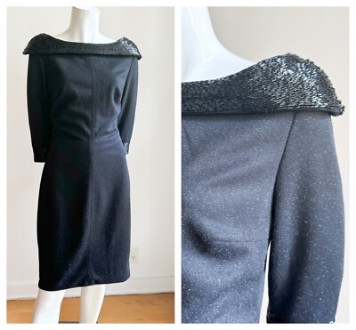Matis by Lucian Matis Retro Style 50s 60s Beaded Sheath  Dress M