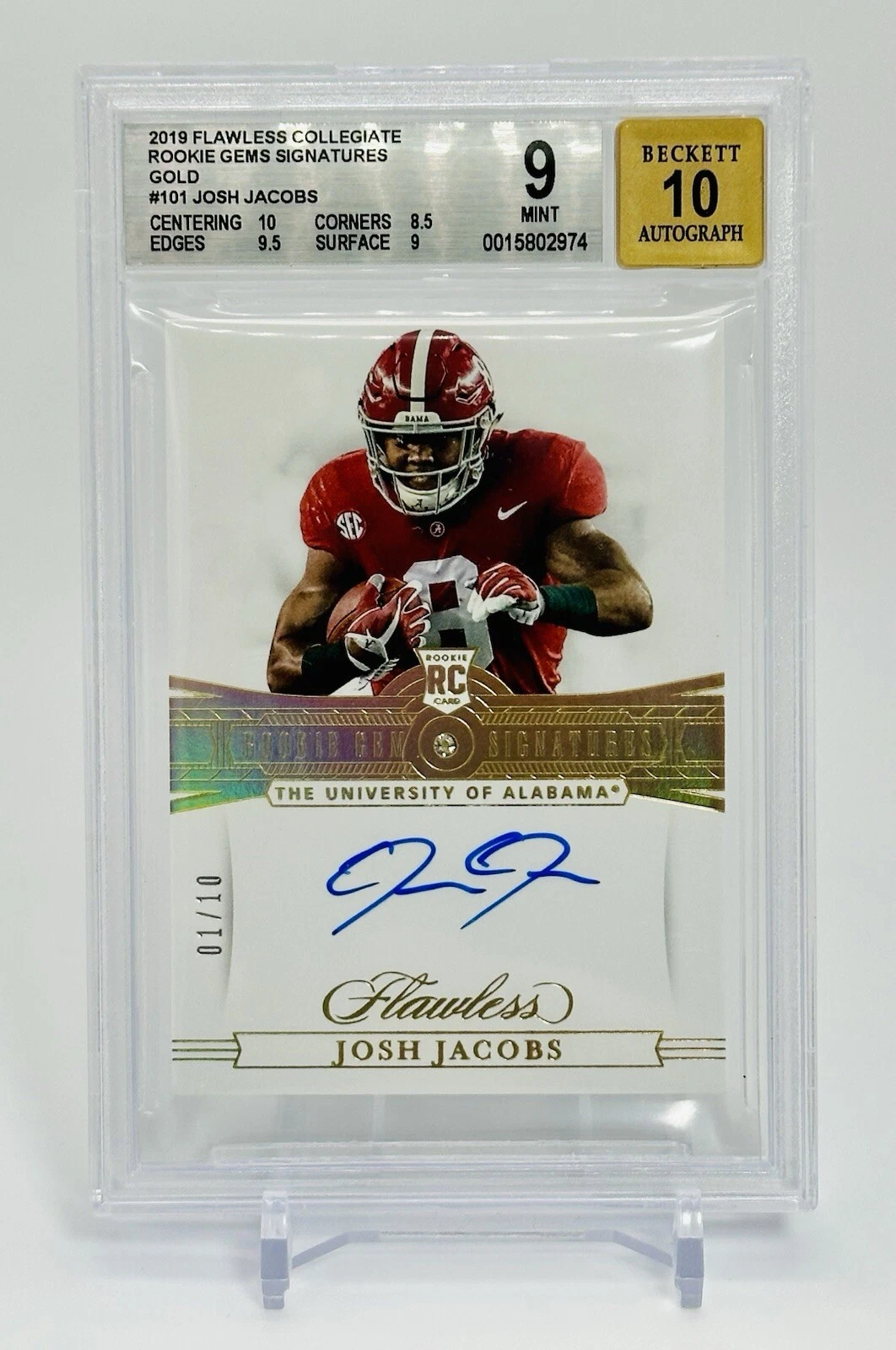 Josh Jacobs Panini Flawless Collegiate Rookie Gems Signatures #101 Base