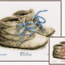 Tiny Toes Cross Stitch Kit - Adorable Baby Shoes Design - 7.2" x 6" - Perfect fo