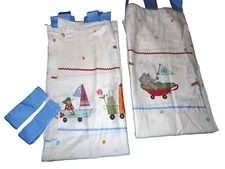 IKEA FABLER SILKE LEFFLER MICE BLUE FABLE WHITE RED RIC RAC (2) PANELS 47X98