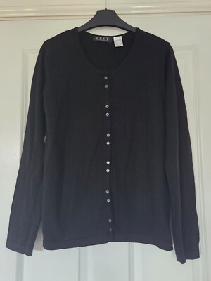 BEST DE LA REDOUTE ELEGANTE SCHWARZE MERINOWOLLE PERLMUTT KNÖPFE CARDIGAN 10/12