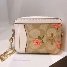 NWT Coach Zip Card Case In Signature Canvas With Floral Print CR971