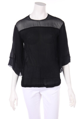 KI6? WHO ARE YOU? Blouse with 3/4 Sleeve Silk Details I 40 = D 34 black NEW
