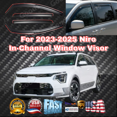 For Niro 2023-2025 In-Channel Window Vent Visors Rain Sun Guards Weather Shields