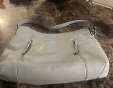 Cluci Gray Leather Shoulder Bag