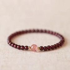 Natural Stone Red Garnet Bracelet Stretch Bracelet Wristband for Women Girls