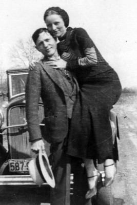 Bonnie Parker und Clyde Barrow schwarzweiß 4x6 Fotodruck