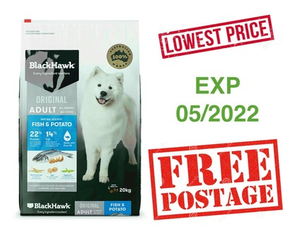 black hawk dog food fish and potato