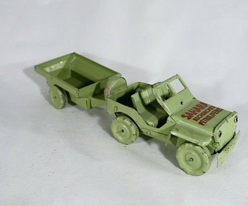 Miniature Jeep Joyax France – Sahara Recherches Pétrolifères – Tôle Bleue 14,5 Cm