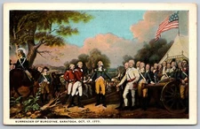 Military~Surrender Of Burgoyne Saratoga 1777 Painting~Vintage Linen Postcard