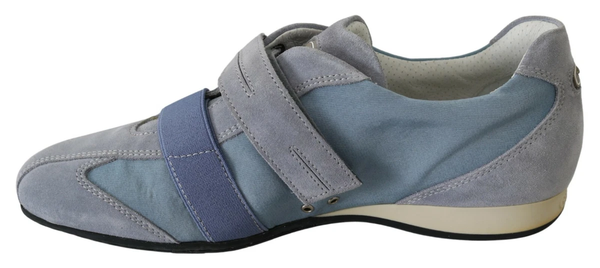 ALBERTO GUARDIANI Shoes Blue Gray Studded Logo Sneakers Strap s. EU35 US4.5