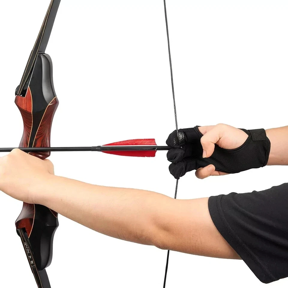 Archery Gloves 3 Fingers Protected Design Arrow Guard for Compound Bow Shooting - Image 3 of 3