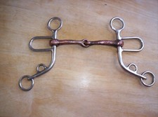 Used Stainless Argentine Snaffle Bit 5" Copper Mouth 6" Shanks