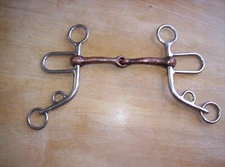Used Stainless Argentine Snaffle Bit  5" Copper Mouth 6" Shanks