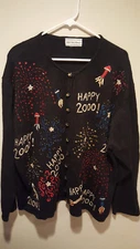 Vintage New Year Y2K Sweater - August Max Woman - XXL - Black