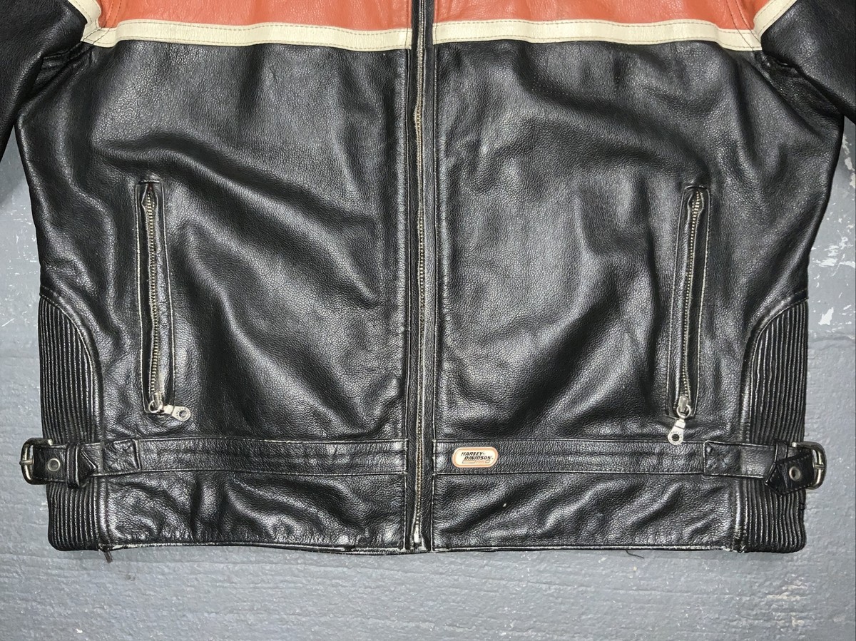 Harley Davidson Leather Jacket Vintage Victory Lane Orange Harley Davidson Leather Jacket Vintage Victory Lane Orange