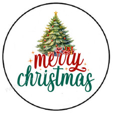 MERRY CHRISTMAS TREE ENVELOPE SEALS LABELS STICKERS PARTY FAVORS