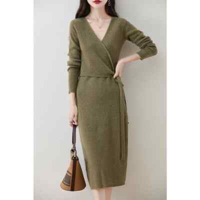 navy blue dress for baby girl Autumn Winter Half High Collar Length 100% Wool Dress Women Skirt Long  Sweate