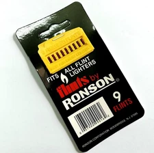 Ronson Flints Genuine 9 count  Card 9 flintsX 1= 9 flints