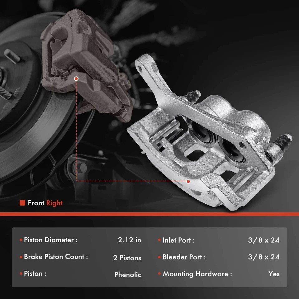 Pinza de freno de disco con soporte para Dodge B1500 Ram 1500 furgoneta pasajero delantero derecho Foto 2 de 4