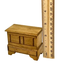 1:12 Artisan Wooden Blanket Chest Dollhouse Miniature Furniture Vintage Signed