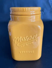 Vintage Ceramic Orange Mason Brand Jar Cannister 7" Home Storage 5 Cup w Lid