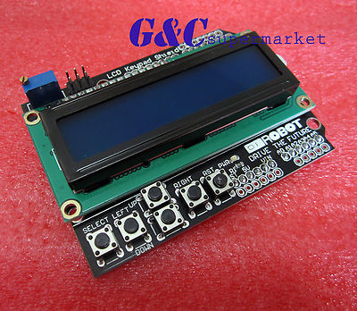 New 1602 LCD Board Keypad Shield Blue Backlight For Arduino Duemilanove Robot M1