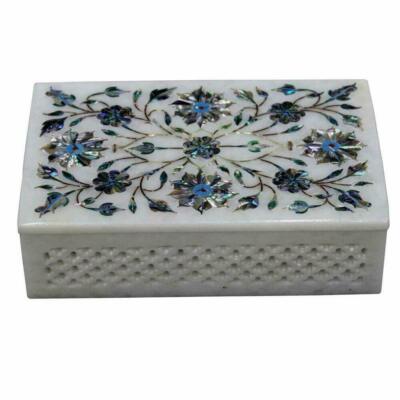 6''x4'' Marble box Jewelry trinket Inlay onyx mosaic malachite s80
