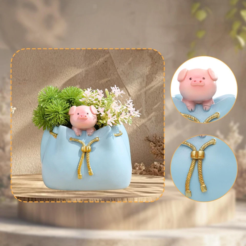 Handbag Flower Vase Sculpture Bonsai Craft Decor Collection Resin Flower Pot - Image 4 of 4