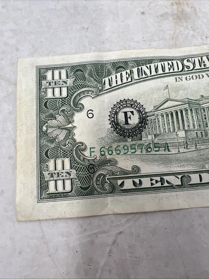 1988 UNALIGNED & Serial Number Misprint Overprint error Money $10 Bill (41) - Image 4 of 4