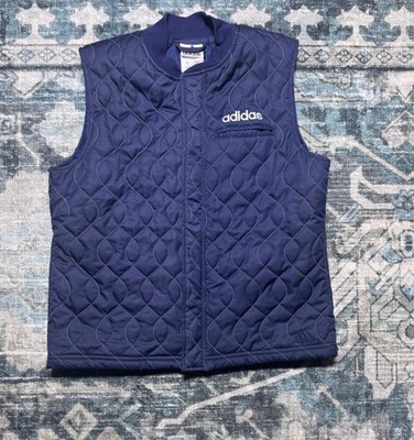 Vintage 90s Adidas Quilted Vest Mens M Navy Blue Puffer Puffy Y2K Streetwear