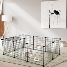 12PCS Cat Dog Pet Playpen Portable Yard Fence Panel Animals Exercise Cage Indoor
