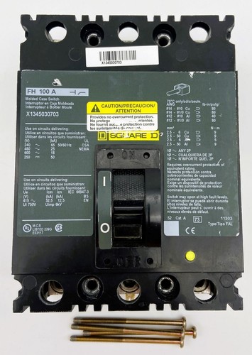 Square D FH100A 100A 3 Pole Molded Case Switch X1345030703 from Trane Voyager