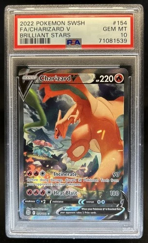 2022 Pokemon SWSH Brilliant Stars Charizard V #154/172 PSA 10 GEM MINT