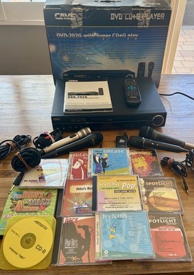 CAVS DVD-202G Bundle W/ 4 Mics, 12 Karaoke CDs - Tested Working - READ DESC!