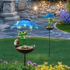 NEW Solar LED Garden Pathway Light Powered Frog Statue Outdoor Yard Lawn Decor