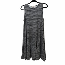 LOFT Womens Jersey Abstract Print Shift Mini Dress Size M Black Casual Everyday