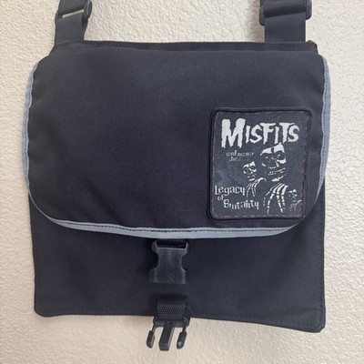 Misfits Messenger Bag-Satchel By Roxy Black 3 Pockets One W/zip Closure Rare!