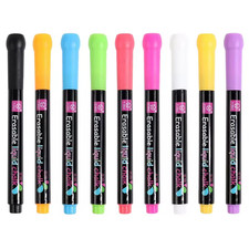 9x Liquid Chalk Markers Pens For AD Blackboard Black Signs Chalk Board LED Glass