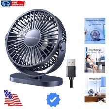 USB Desk Fan Small Quiet - 3 Speeds Mini Personal Portable Fan 360  Rotation ...