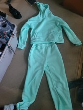 Mint Green Women's Tracksuit Set M 100 Polyester Hoodie  Pants Athleisure