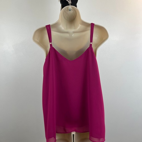 Torrid Blouse Size Medium Pink Sophie Chiffon Keyhold Double Layer Sleeveless - Picture 7 of 8
