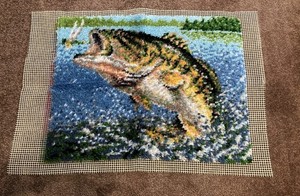 WONDERART CLASSICS “TROUT” COMPLETED LATCH HOOK KIT