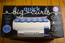 Conair Quick Big Curls Hot Roller 12 Jumbo Hair Curlers Flocked 24 Clips CHV12XR