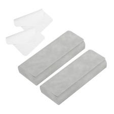2 Pcs Hard Shell Eyeglasses Case with Eyeglass Cloth, Classic Design Light Gray
