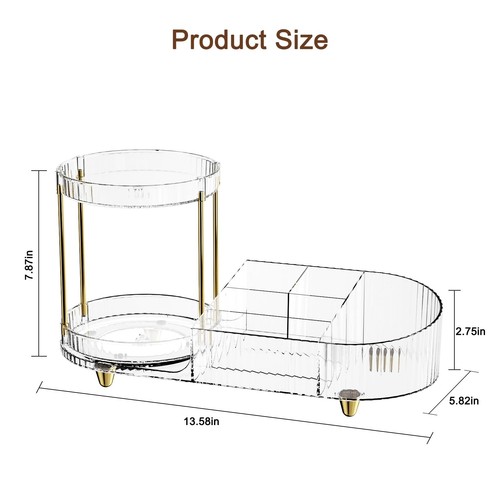Makeup Organizer Countertop for Vanity, Rotating Perfume Tray with 5-compartm... - Picture 7 of 7