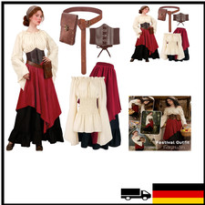 Kasahara Mittelalter Damen Kleid Set Off Shoulder Bluse Renaissance Kostüm