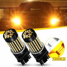 White/Amber 3157 3156 LED Switchback Parking Turn Signal Light Lamps New 4157na